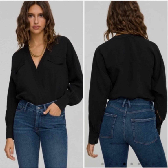Good American Tops - GOOD AMERICAN NWT Utility Surplice Bodysuit in Black // S